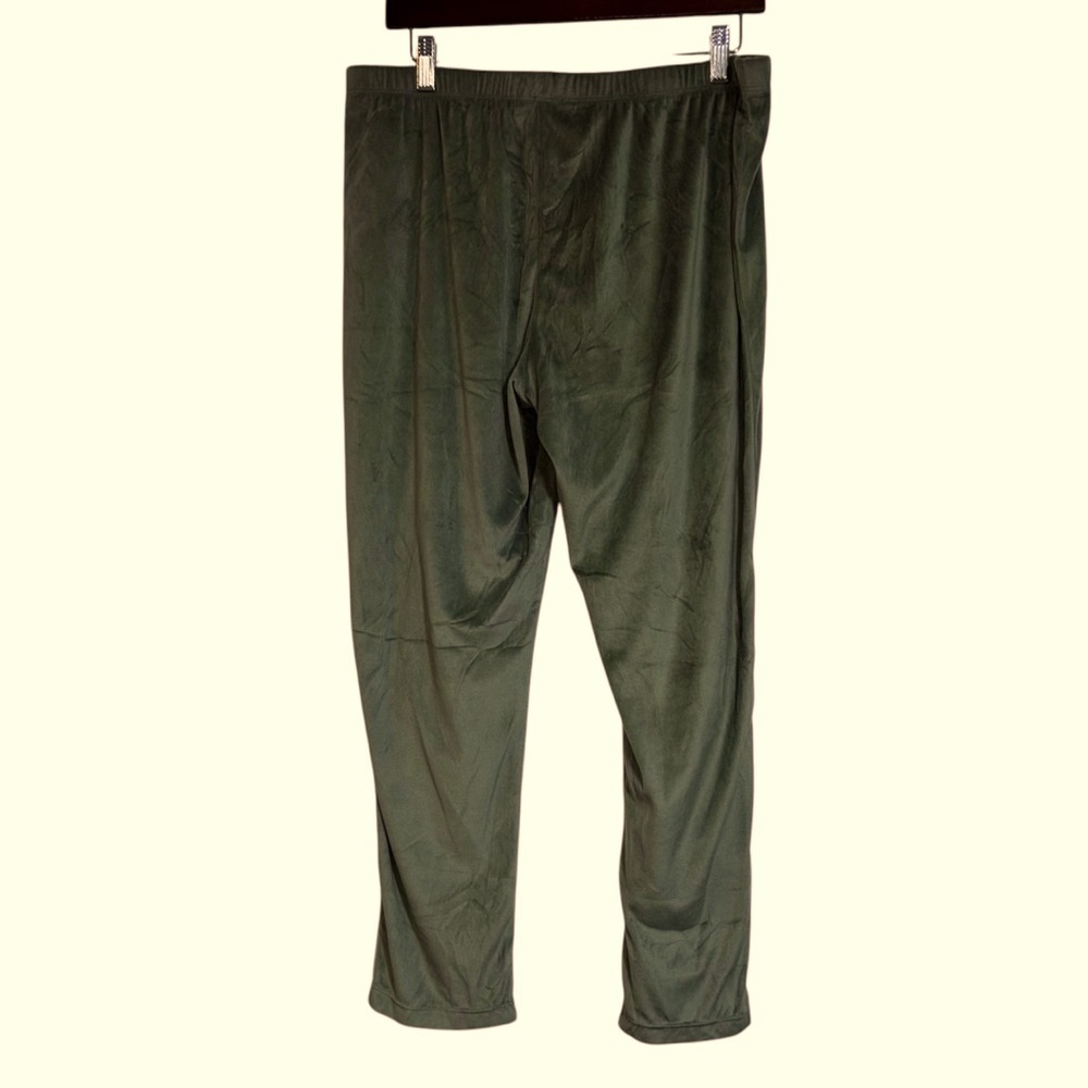 Joyspun Women's Large Olive Green Velvet Velour Sweatpants